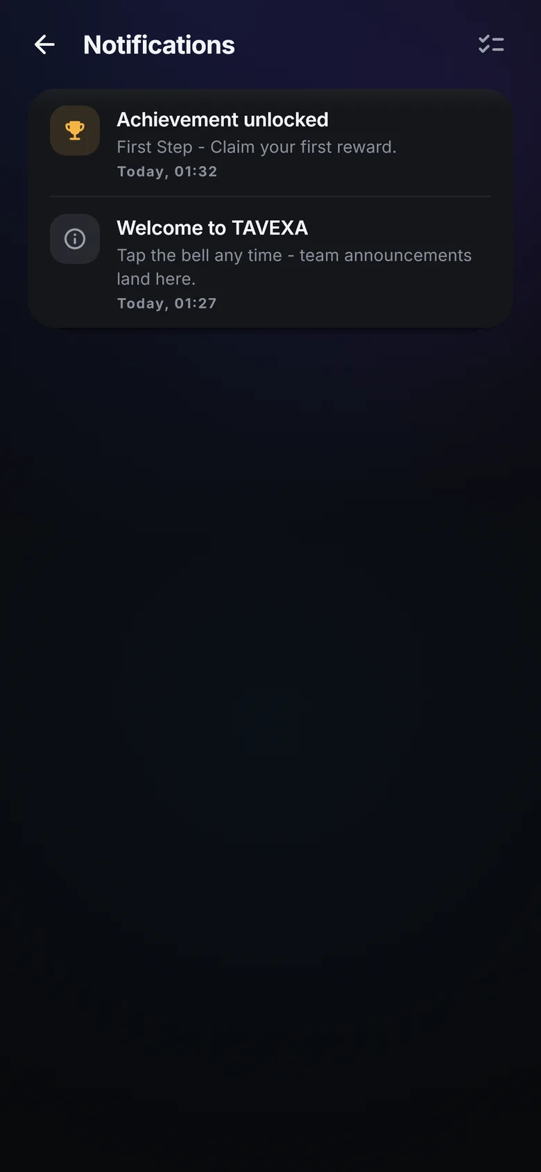 Inbox screen