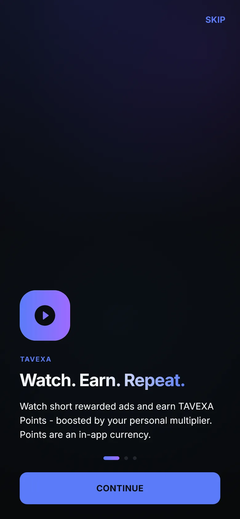 Welcome screen