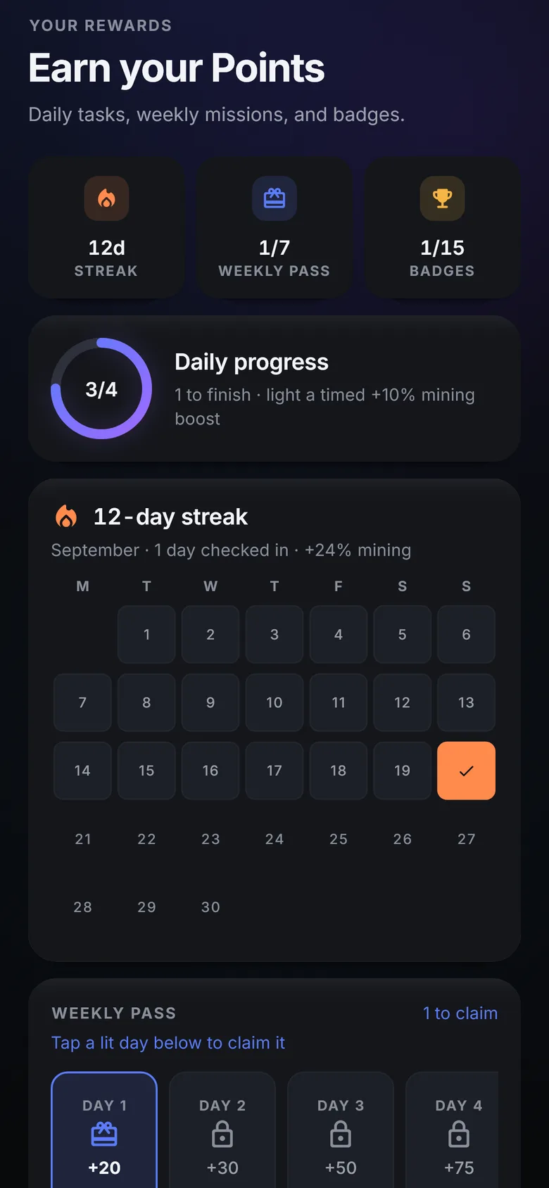 Rewards screen